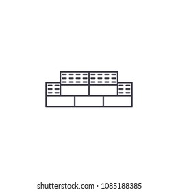 bricks vector line icon, sign, illustration on background, editable strokes