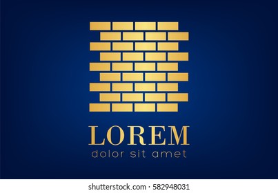 bricks vector logo golden design