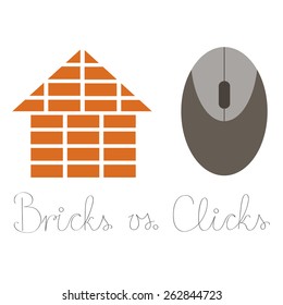 Bricks versus clicks vector illustration