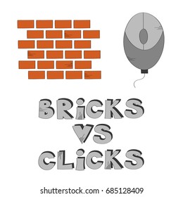 Ladrillos contra Hacer clic Ilustración vectorial 