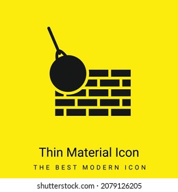 Muro de ladrillos y bola de demolición icono de material amarillo brillante mínimo