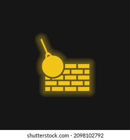 Ladrillos Pared and Demolition Ball amarillo brillante neón icono