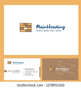 Bricks wall  Logo design with Tagline & Front and Back Busienss Card Template. Vector Creative Design