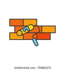 bricks wall with roller paint