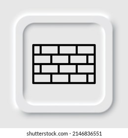 Bricks, wall simple icon. Flat design. Neumorphism design.ai