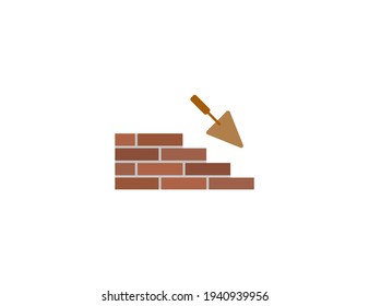 Bricks, wall, work icon. Vector illustration. Flat design.