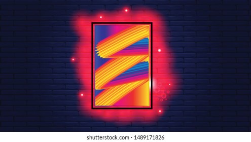 
bricks and waves of color with red neon surrounding it