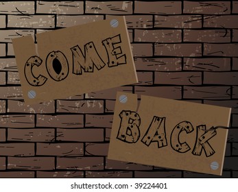 fondo de pared de ladrillo con tablero de anuncios