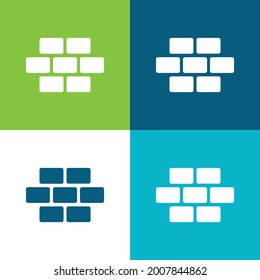 Plano de pared de ladrillo cuatro colores mínimo conjunto de iconos