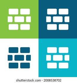Plano de pared de ladrillo cuatro colores mínimo conjunto de iconos