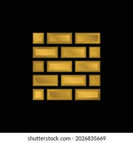 Brickwall gold plated metalic icon or logo vector