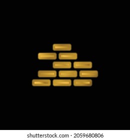 Brickwall gold plated metalic icon or logo vector