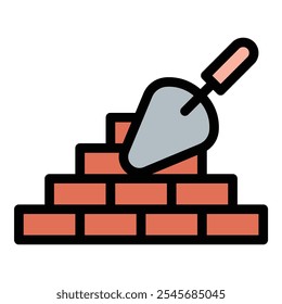 Brickwall Icon Solid Structure in Flat Line Color Style