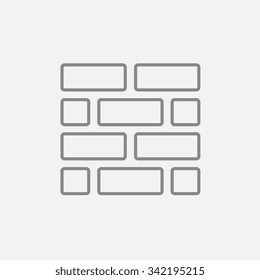 Brickwall line icon for web, mobile and infographics. Vector dark grey icon isolated on light grey background.