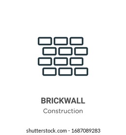 Icono de vector de contorno de pared de ladrillo. Icono de pared de ladrillo negro de línea delgada, ilustración de elemento simple vector plano del concepto de construcción editable trazo aislado sobre fondo blanco