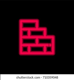 Brickwall red glowing neon ui ux icon. Glowing sign logo vector
