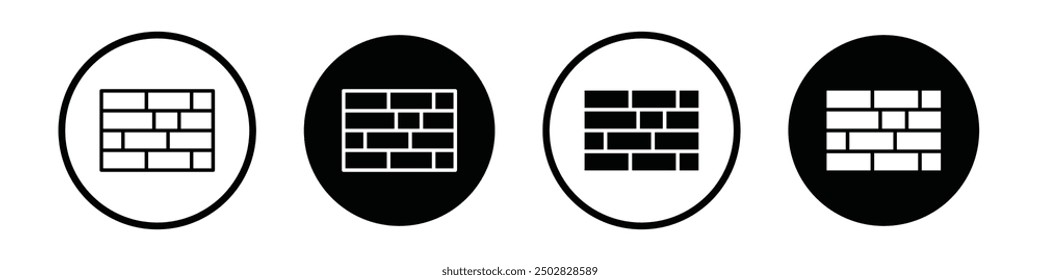 Brickwall vector icon set black filled and outlined style.