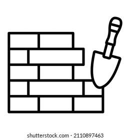 Brickwall Vector Outline Icon Isolated On White Background
