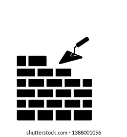 brickwork and building trowel icon vector