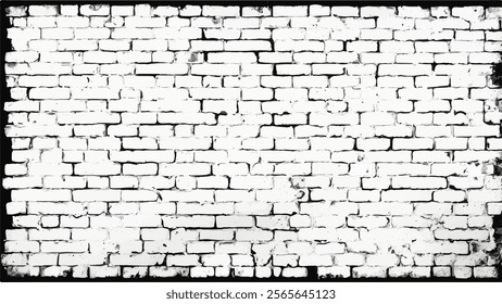 Brickwork grunge abstract background design. Vector distressed overlay brick wall old texture. Brickwork grunge black and white background.