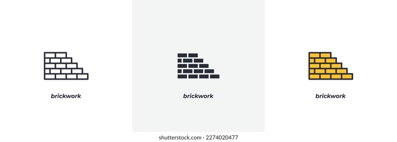 brickwork icon. Line, solid and filled outline colorful version, outline and filled vector sign. Idea Symbol, logo illustration. Vector graphics