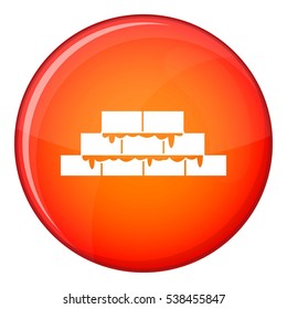 Brickwork icon in red circle isolated on white background vector illustration