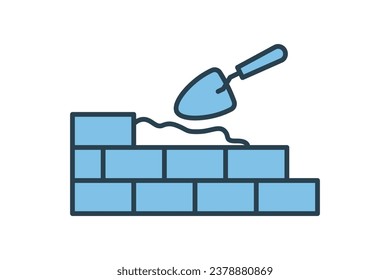 Icono de trabajo en Brickwork. Icono relacionado con la construcción. adecuado para sitio web, aplicación, interfaces de usuario, imprimible, etc. Estilo de icono de línea plana. Diseño de vector simple editable