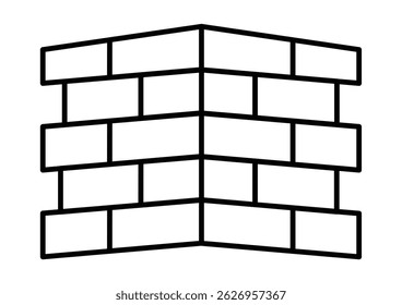 Brickwork icon set. House wall foundation bricklayer. Simple outline vector logo
 Editable stroke.
