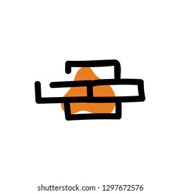 Brickwork icon. Vector hand drawn illustration. Line symbol