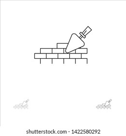Brickwork, Mason, Building, Travel Bold and thin black line icon set