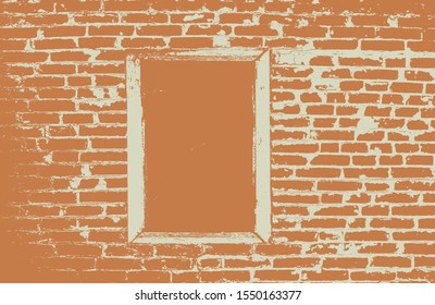 The brickwork of the old background, texture. Brick silhouette with window. Space for text. The vector element is isolated with the ability to overlay.