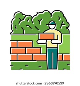 brickwork services color icon vector. brickwork services sign. isolated symbol illustration