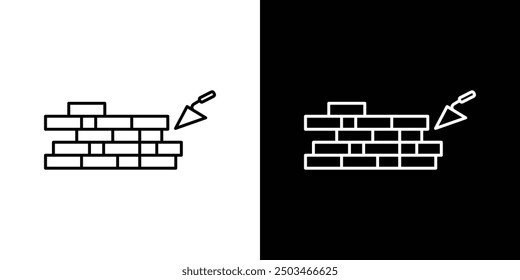Ziegelwerk dünne Linie Vektorsymbol-Set.