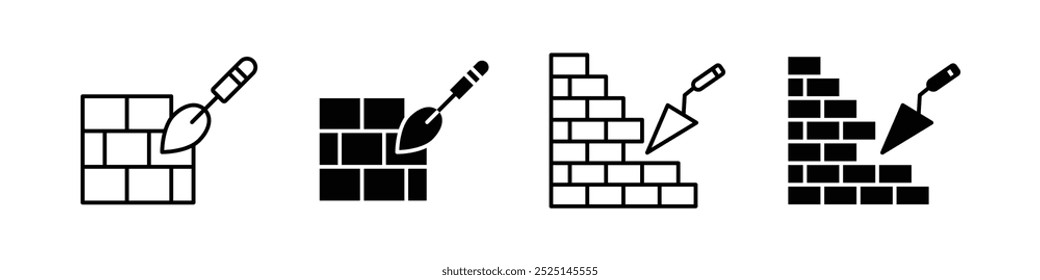 Brickwork vector filled and outlined iconss collection