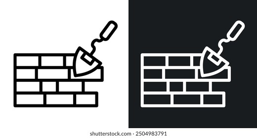 Brickwork vector icon set black and white filled and outlined style.