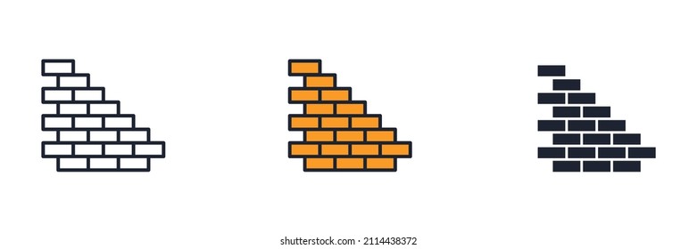Brickwork. Wall brick icon symbol template for graphic and web design collection logo vector illustration