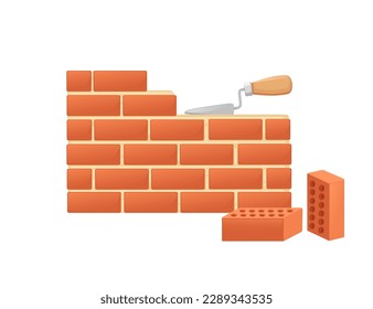 Brickworks with high quality red bricks vector illustration on white background