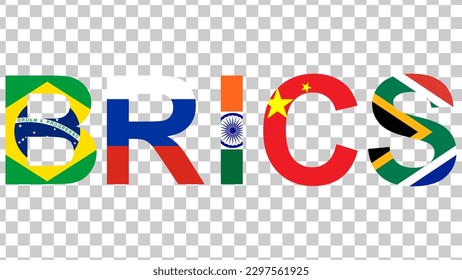 brics alphabet country isolated on transparent background for icon logo. vector illustration.