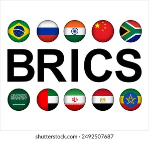 brics alphabet country isolated on white background for icon logo web. vector illustration.
