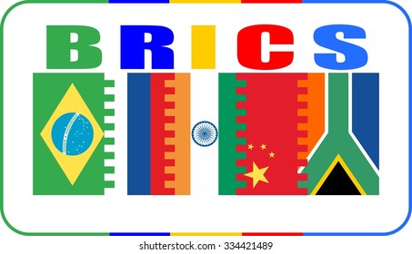 brics association of five major emerging national economies members flags on zip planes