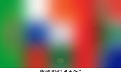 Cores da bandeira dos países BRICS em estilo desfocado. Fundo abstrato, com cores do Brasil, Rússia, Índia, China e África do Sul.