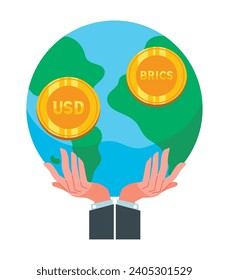 brics and dollars exchange illustration