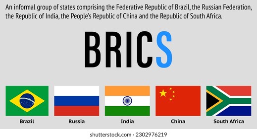 BRICS. An informal group of states comprising the Federative Republic of Brazil, the Russian Federation, the Republic of India, the People’s Republic of China and the Republic of South Africa