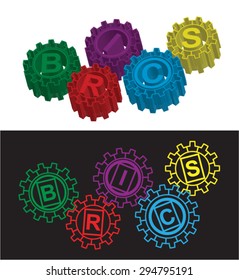 BRICS stylized symbol of gears. Vector illustration