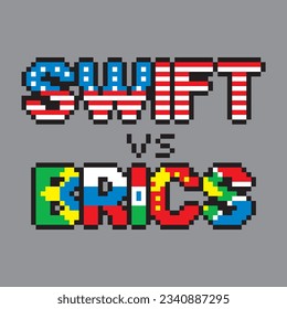 Brics versus Swift logo for web pages dedicated for financial services, stock exchange, banks, financial news and traders