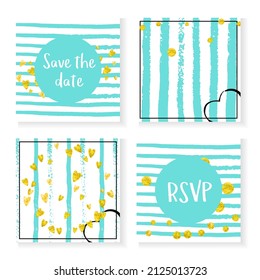 Bridal Backdrop. Stylish Textile. Decorative Illustration Set. Premium Magazine. Stripe Trendy Spray. Golden Splatter Design. White Festive Particles. Turquoise Bridal Backdrop
