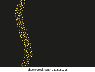 Bridal background with gold glitter hearts. Valentines day. Vector confetti. Hand drawn texture. Love theme for voucher, special business banner. Bridal background template with heart.
