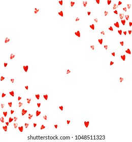 Bridal background with pink glitter hearts. Valentines day. Vector confetti. Hand drawn texture. Love theme for gift coupons, vouchers, ads, events. Bridal background template with heart.