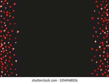 Bridal background with pink glitter hearts. Valentines day. Vector confetti. Hand drawn texture. Love theme for gift coupons, vouchers, ads, events. Bridal background template with heart.