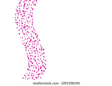 Bridal background with pink glitter hearts. Valentines day. Vector confetti. Hand drawn texture. Love theme for gift coupons, vouchers, ads, events. Bridal background template with heart.